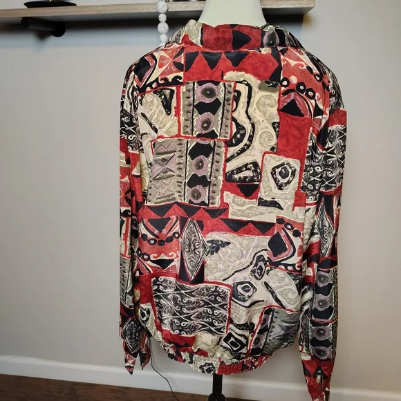 Vintage Geometric Print Women's Blouse By Sara  Stephen - Picture 2 of 3